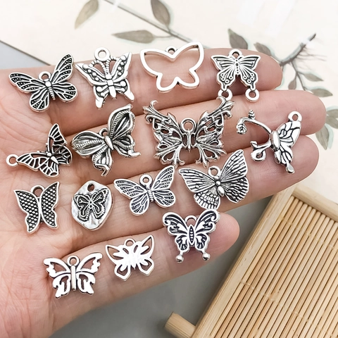 Breloques Papillon Vintage en Alliage de Zinc Argent Antique pour la Fabrication de Colliers et Bracelets DIY Accessoires Bijoux