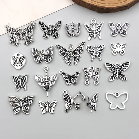 Breloques Papillon Vintage en Alliage de Zinc Argent Antique pour la Fabrication de Colliers et Bracelets DIY Accessoires Bijoux