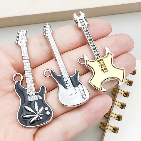 Zinc Alloy Enamel Electric Guitar Pendant DIY Jewelry Accessory Musical Note Style Charm For Necklace Bracelet DIY Making