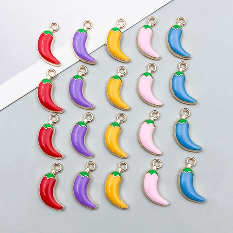 Enamel Zinc Alloy Chili Pepper Pendants For DIY Jewelry Making Colorful Mini Pepper Charms Handmade Crafts Jewelry Supplies