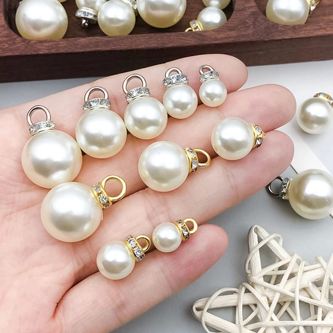 Colgantes de Perlas Artificiales y Strass Dijes Redondos Para Collar Pulsera DIY Fabricación de Joyas Accesorios Suministros
