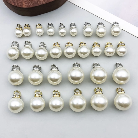 Colgantes de Perlas Artificiales y Strass Dijes Redondos Para Collar Pulsera DIY Fabricación de Joyas Accesorios Suministros