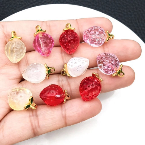 Lampenarbeit Glas Erdbeere Frucht Anhänger Für Schmuckherstellung DIY Armband Halskette Zubehör Handgefertigte Glasanhänger