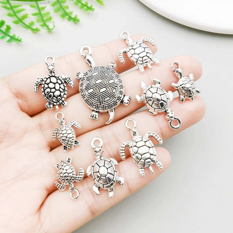 Antique Silver Zinc Alloy Sea Turtle Pendants For DIY Jewelry Making Vintage Ocean Animal Charms For Necklaces Bracelets