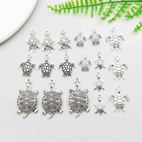 Antique Silver Zinc Alloy Sea Turtle Pendants For DIY Jewelry Making Vintage Ocean Animal Charms For Necklaces Bracelets