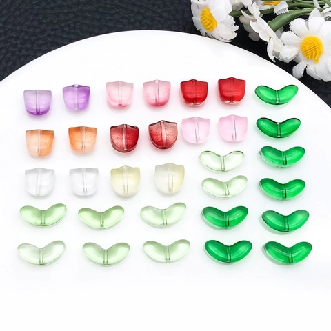 Lampwork Cristal Hoja Pétalo Cuentas DIY Joyería Creación Accesorios Para Pulsera Pendientes Multicolor Transparente Cuentas