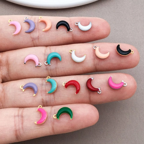Roestvrij Staal Emaille Maan Hanger Mini Halve Maan Charmes Voor DIY Ketting Armband Sieraden Maken Benodigdheden Veelkleurig
