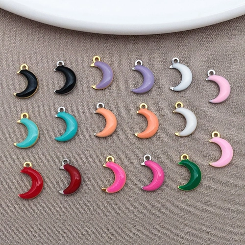 Roestvrij Staal Emaille Maan Hanger Mini Halve Maan Charmes Voor DIY Ketting Armband Sieraden Maken Benodigdheden Veelkleurig