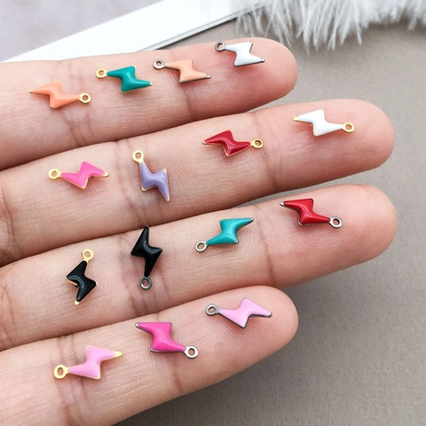 Stainless Steel Lightning Bolt Charms Colorful Enamel Pendants For DIY Necklace Bracelet Making Accessories Minimalist Jewelry Findings