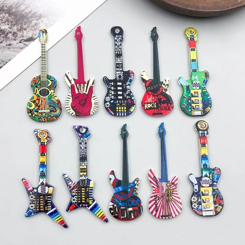 Ciondoli a Forma di Chitarra in Acrilico per Creazione Gioielli Stile Rock Punk Motivo Graffiti Teschio DIY Collana Bracciale