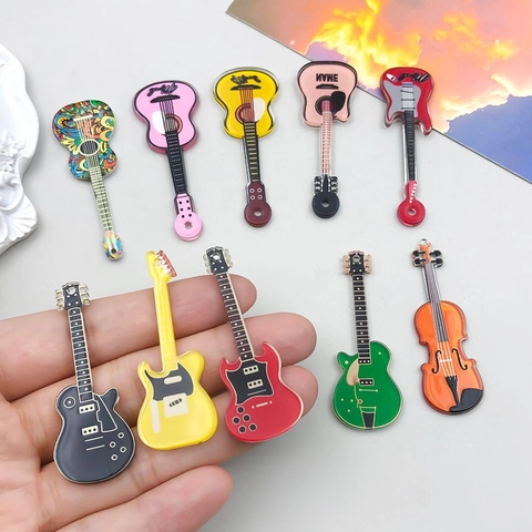 Acrylic Musical Instrument Guitar Violin Pendants Double Sided Printed Charms For DIY Jewelry Making Necklace Accessory