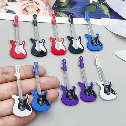 Acrylic Music Guitar Musical Instrument Pendant Charms For DIY Necklace Bracelet Handmade Jewelry Making Craft Accessories
