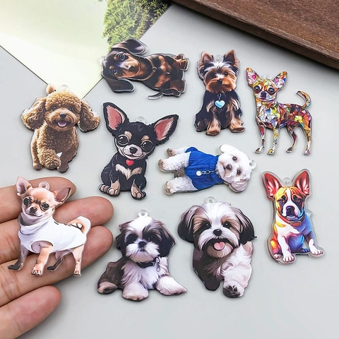 Ciondoli in Acrilico a Doppio Lato a Forma di Cane Colorati Ciondoli per Cani Animali per Collane Bracciali Portachiavi Fai da Te Accessori per Gioielli