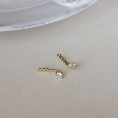 Pendientes de Botón de Cobre con Circonia Minimalistas Con Poste de Plata de Ley 925 Uso de Dos Maneras Joyería para Mujer