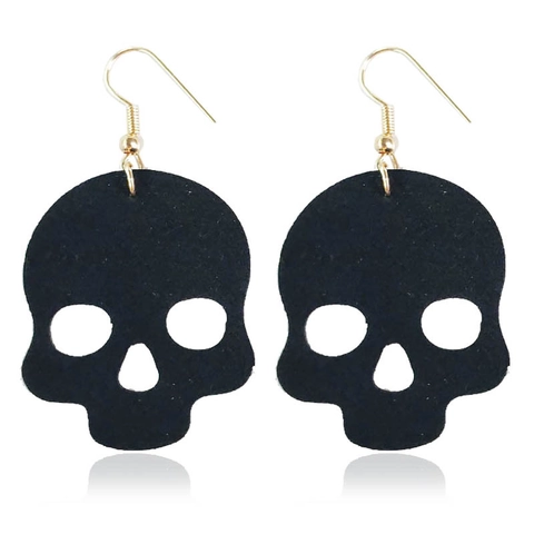 Halloween Thema Kunstleer Holle Schedel Vleermuis Pompoen Spin Boo Letter Oorbellen Voor Vrouwen Gothiek Punk Feest Sieraden