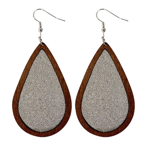 Boheems Houten Druppel Oorbellen Glitter Leer Splitsen Haak Oorbellen Retro Mode Sieraden Voor Vrouwen