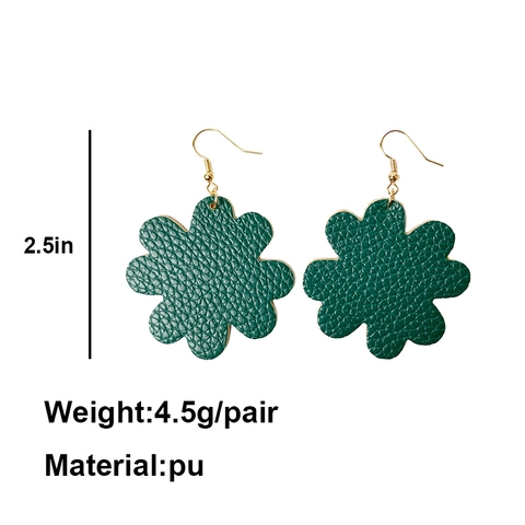 St. Patrick's Day Groene Kunstlederen Hangende Oorbellen Glitter Klaver Bloemenpatroon Leren Oorbellen Voor Dames Sieraden Cadeau