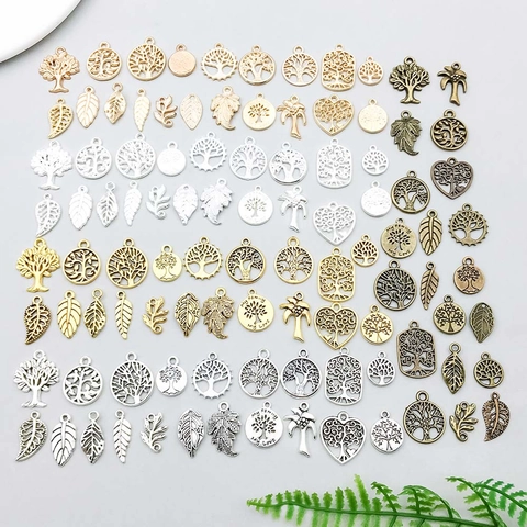 Vintage Lebensbaum Blatt Legierung Anhänger DIY Hohl Botanische Charms Für Schmuckherstellung Armband Halskette Komponenten