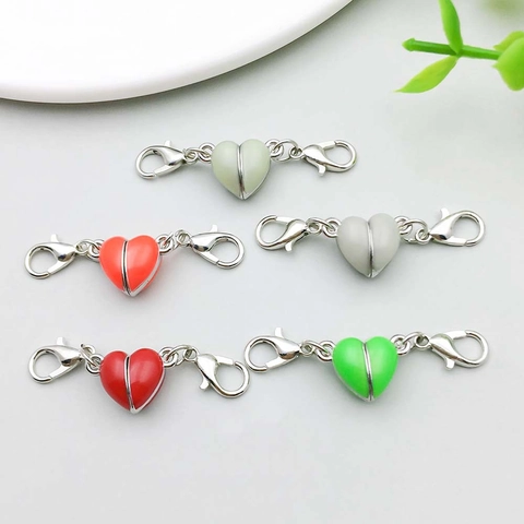 Chiusure a Moschettone Magnetiche a Cuore Luminoso Connettori in Lega di Zinco per Collana Braccialetto Fai Da Te Gioielli