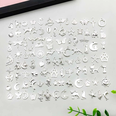 Mixed Silver Alloy Charms Pendants Animal Moon Star Heart Butterfly Bee Dolphin Sea Turtle DIY Jewelry Making Findings Accessories