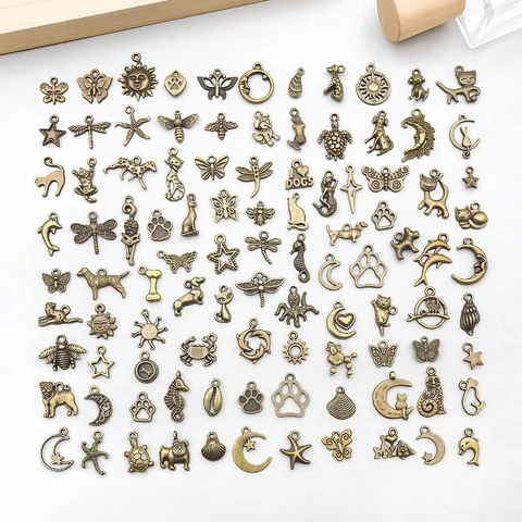 Vintage Antique Bronze Zinc Alloy Pendants Mixed Animal Star Moon Charms For DIY Jewelry Making Bracelet Necklace Findings