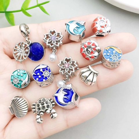 Ocean Theme Zinc Alloy Starfish Seahorse Crab Charms Enamel Large Hole Beads For DIY Bracelet Necklace Making Jewelry Accessories