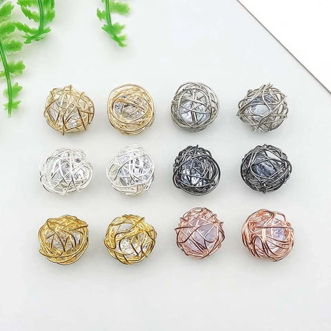 Zinc Alloy Hollow Wire Woven Bird's Nest Zircon Ball Beads For DIY Jewelry Making Bracelet Necklace Findings Craft Material