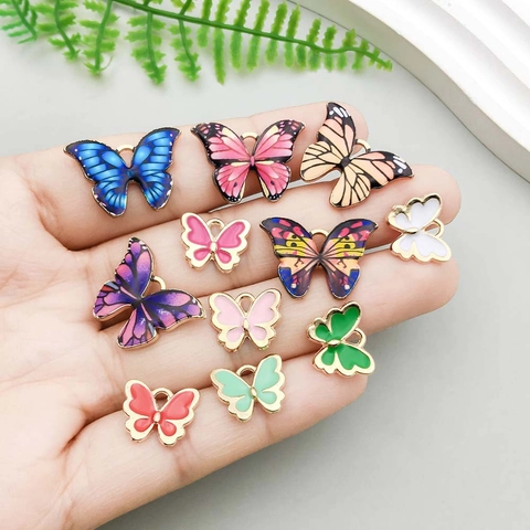 Breloques Papillon en Alliage Émaillé Collection Variée Pendentifs Papillon pour la Fabrication de Bijoux DIY Boucles d'Oreilles Bracelet Collier