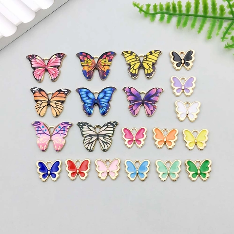 Breloques Papillon en Alliage Émaillé Collection Variée Pendentifs Papillon pour la Fabrication de Bijoux DIY Boucles d'Oreilles Bracelet Collier
