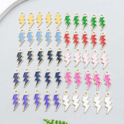 DIY Colorful Enamel Zinc Alloy Lightning Bolt Pendant Charm For Necklace Bracelet Jewelry Making Supplies Lightning Bolt Accessories