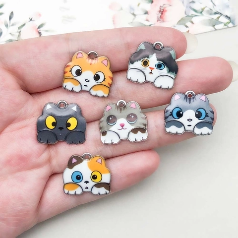 Pendentifs Chat en Émail Mignons Breloques en Alliage de Zinc pour la Fabrication de Bijoux DIY Colliers Bracelets Femme