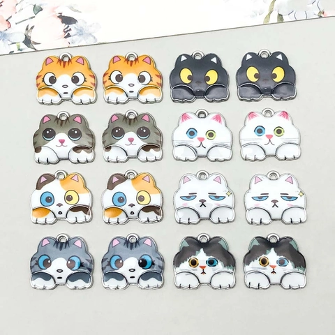 Pendentifs Chat en Émail Mignons Breloques en Alliage de Zinc pour la Fabrication de Bijoux DIY Colliers Bracelets Femme