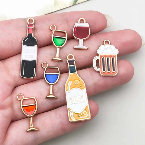 Enamel Alloy Wine Beer Bottle Charms Pendant For DIY Jewelry Making Bracelet Necklace Alcohol Theme Accessories