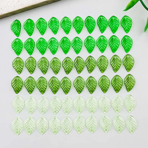 Green Acrylic Leaf Pendants Transparent Plant Botanical Charms For DIY Necklace Bracelet Earring Jewelry Making Accessories