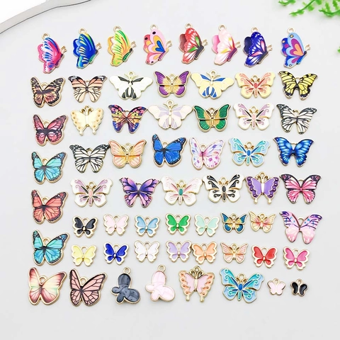 Pendentifs Papillon en Alliage de Zinc Émaillé Charmes Animaux Colorés pour la Fabrication de Bijoux DIY Colliers Bracelets Accessoires Femme Artisanat