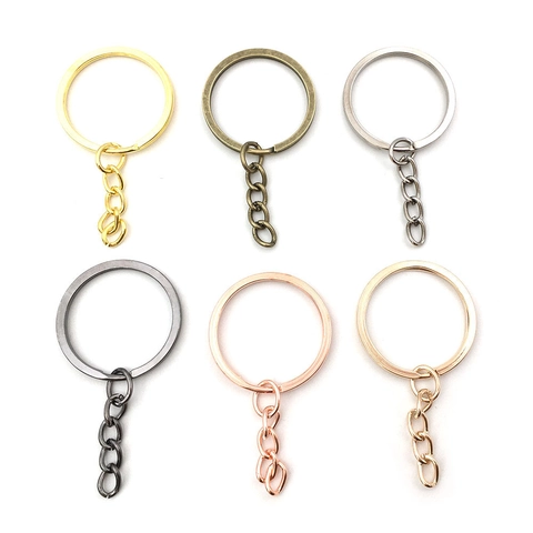 Plated Iron Key Ring With Chain DIY Keychain Making Jewelry Findings Accessories Metal Split Rings For Car Keys