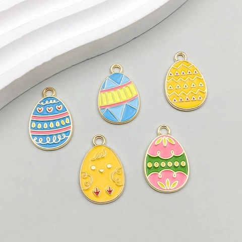 Cartoon Easter Egg Enamel Zinc Alloy Pendants Chick Bunny Floral Charms For DIY Necklace Bracelet Jewelry Making Accessories