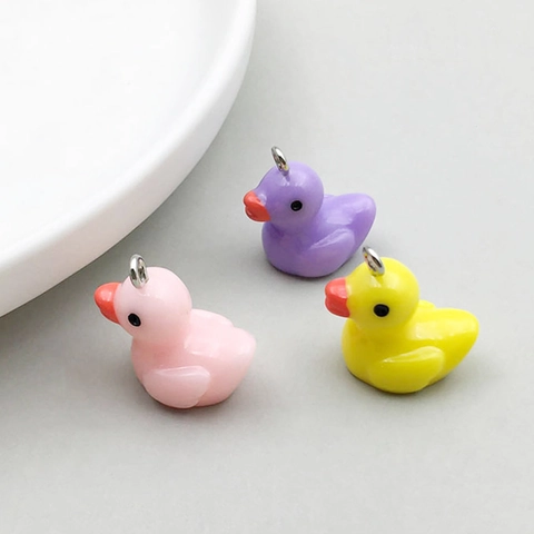 Cute Resin Duck Charms Colorful Mini Animal Pendants For DIY Jewelry Making Keychain Necklace Bracelet Craft Accessories