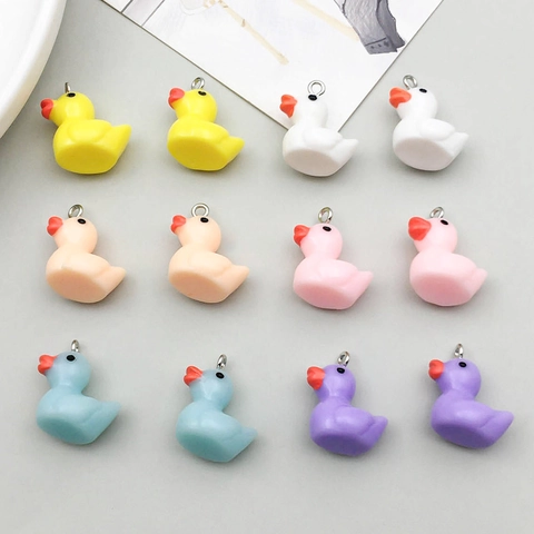 Cute Resin Duck Charms Colorful Mini Animal Pendants For DIY Jewelry Making Keychain Necklace Bracelet Craft Accessories