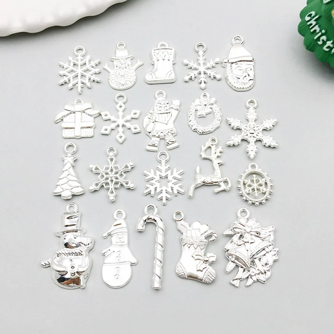 Christmas Zinc Alloy Pendants Charms For DIY Bracelet Necklace Making Snowflake Snowman Santa Elk Jewelry Accessories Gift