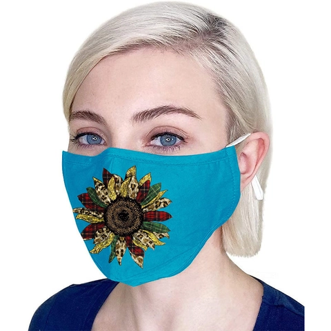 Masque Facial en Tissu de Noël Réutilisable Lavable en Coton Respirant Réglable avec Imprimé Festif pour Adultes