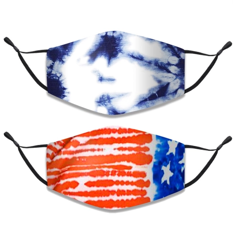 Fashion Tie Dye US Flag Reusable Cloth Face Mask Breathable Washable 3 Layer Cotton Protective Face Mask For Adults Women Men
