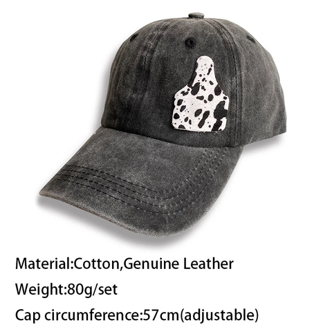 Berretto da Baseball in Cotone Lavato Vintage Patch in Vera Pelle Mappa del Texas Stampa Muccata Cappello da Sole Distressed Regolabile Uomo Donna