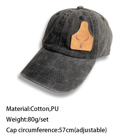 Gorra de Béisbol de Algodón Lavado Vintage Western Cowboy Azteca Geométrico Parche de Cráneo de Toro Ajustable Unisex