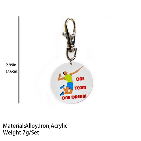 Portachiavi Rotondo in Acrilico Sportivo Creativo Ciondolo a Tema Basket Pallavolo Calcio Balletto per Decorazione Chiavi Zaino