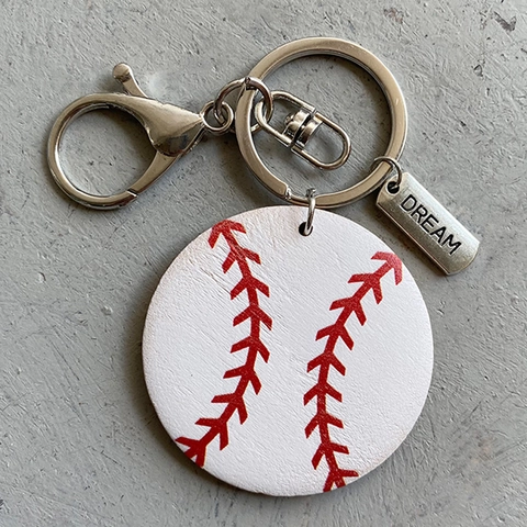 Portachiavi in Legno a Forma di Palla Sportiva Con Anello in Metallo Moschettone Basket Calcio Pallavolo Baseball Gioielli Regalo