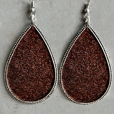 Vintage Legierung Tropfenform Ohrhänger Für Damen Mode Glitzer Wassertropfen Haken Ohrringe Retro Party Schmuck Zubehör