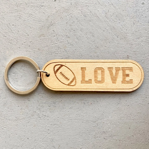 Vintage Houten Sport Sleutelhanger Liefde Gegraveerd Honkbal Basketbal Voetbal Volleybal Legering Ring Cadeau Mannen Vrouwen