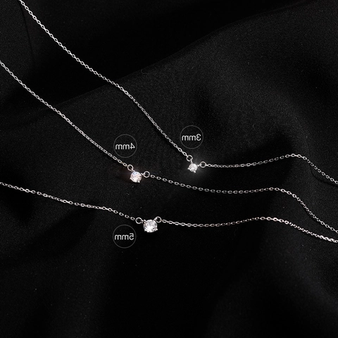 Collar con Colgante de Zirconia en Plata de Ley S925 Minimalista para Mujer Elegante Brillante Solitario Cadena de Clavícula Joyería