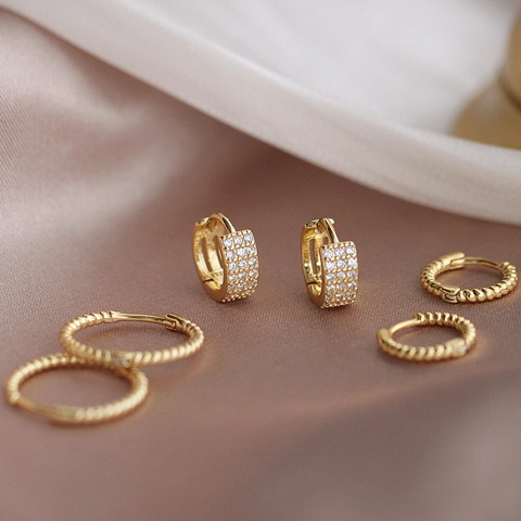 Pendientes de Aro Torcidos Minimalistas Plateados para Mujer Poste de Cobre con Diamantes de Imitación Pendientes Geométricos Joyería